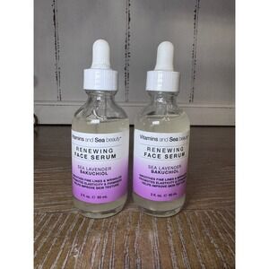 Lot of 2 Vitamins and Sea Beauty Renewing Face Serum Sea Lavender Bakuchiol 2oz